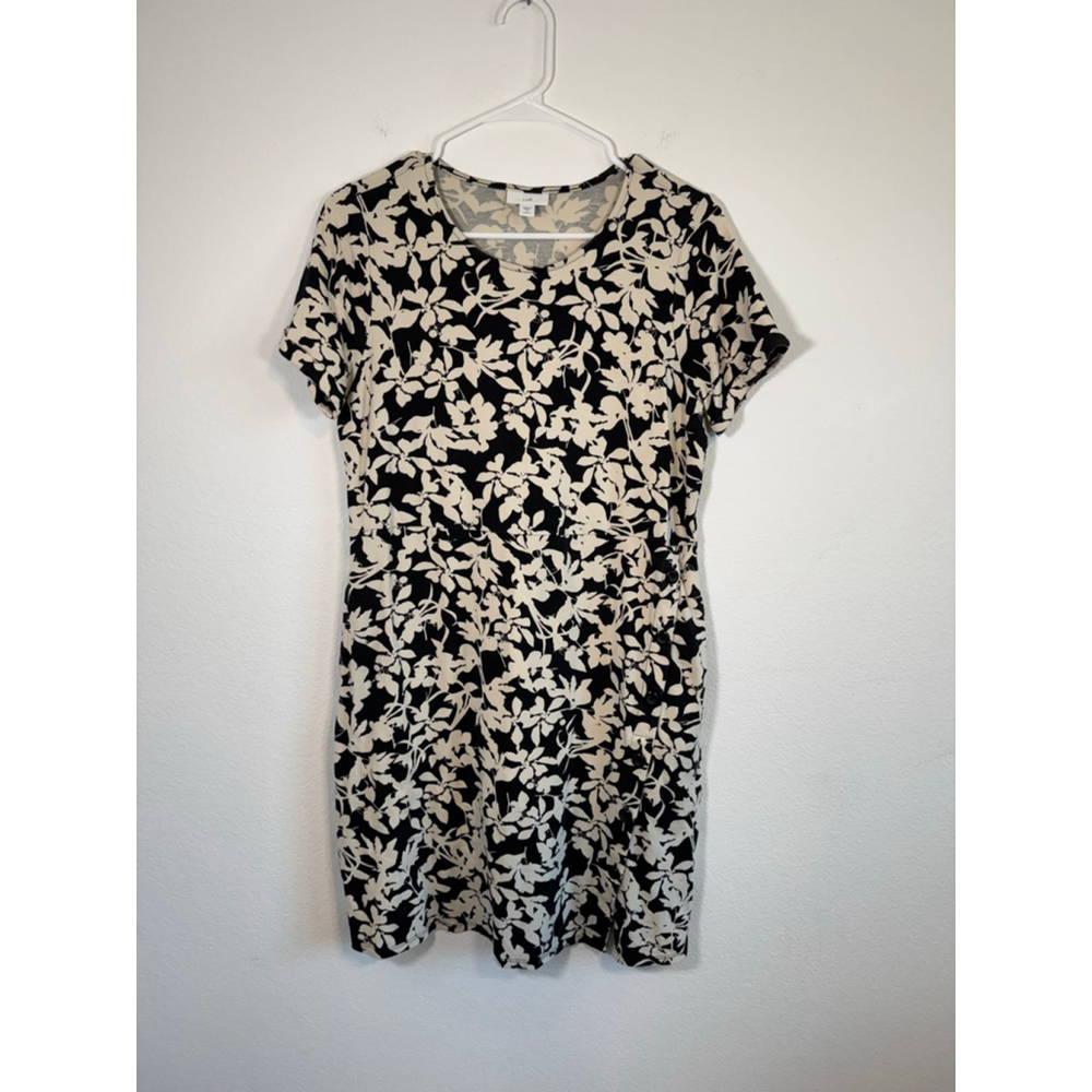 Women's‎ J.Jill Black Black Floral Short Sleeve Petite Dress SP